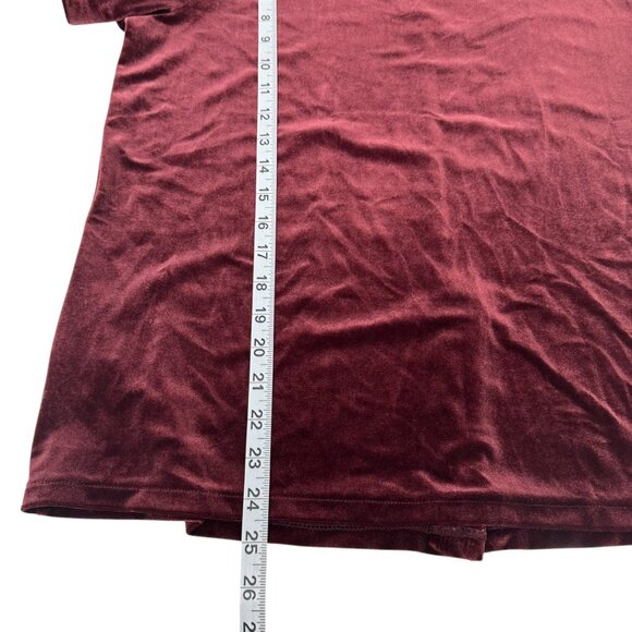 Ann Taylor Women SZ L Velvet Burgundy Short Sleeve Top Basic Stretch - Picture 5 of 11